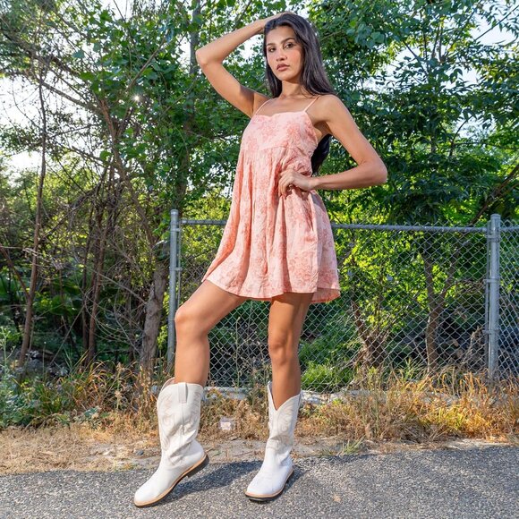 Women's White Embroidered Square Toe Side Zipper Western Mid Calf Dress Boots - Picture 3 of 6